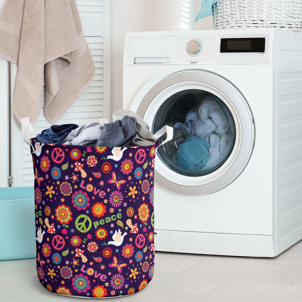 Flower Power Peace Design Print Laundry Basket