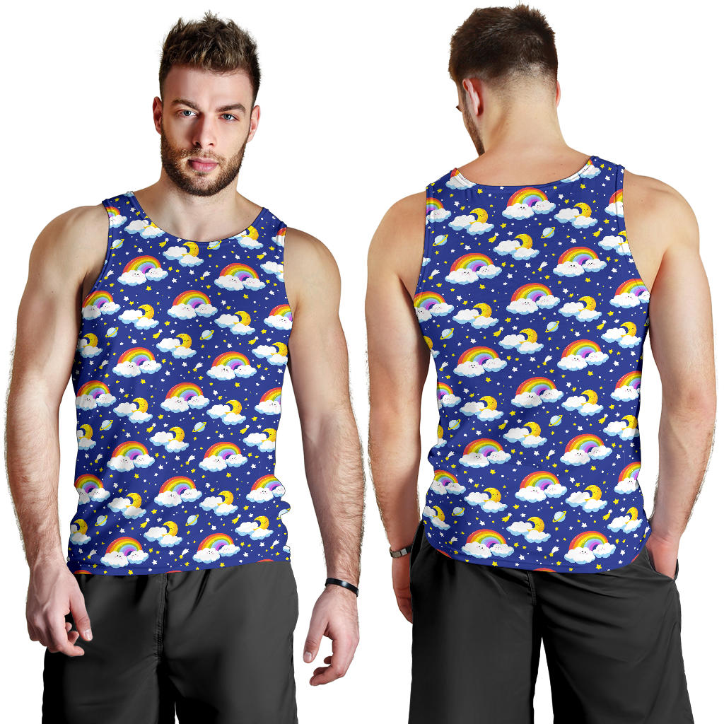 Rainbow Space Design Print Men Tank Top