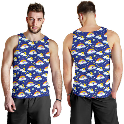 Rainbow Space Design Print Men Tank Top