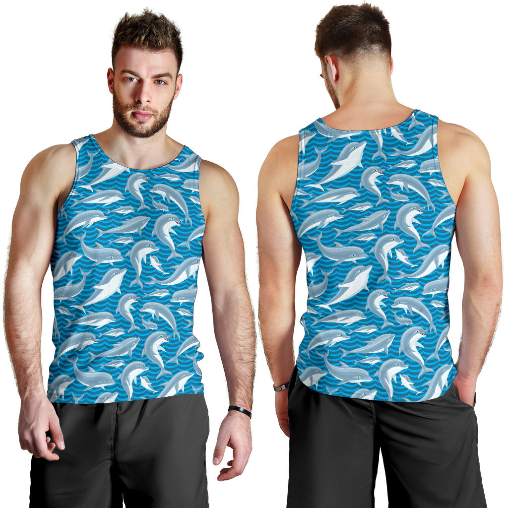Dolphin Cute Print Pattern Men Tank Top