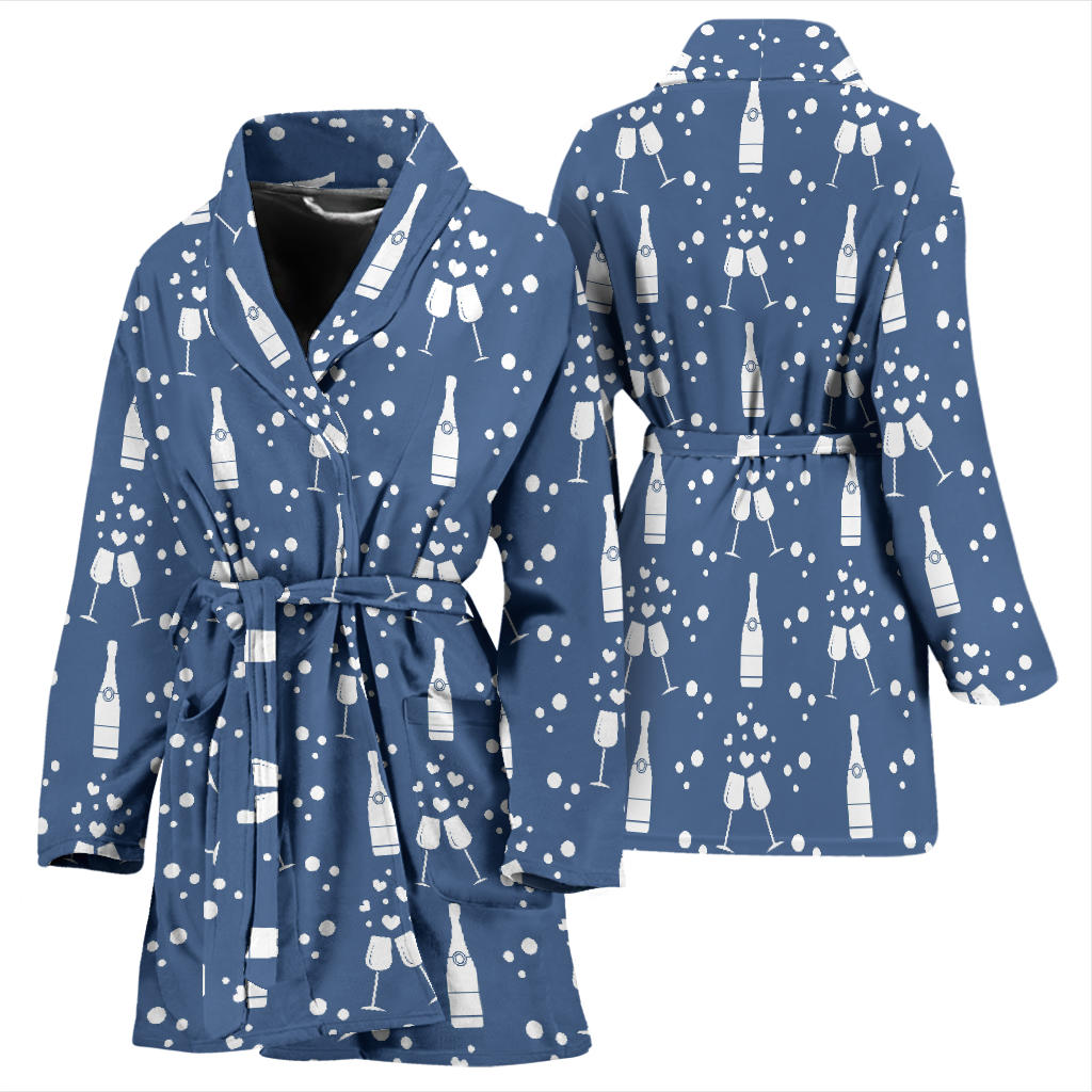 Champagne Pattern Print Design 05 Women Bathrobe