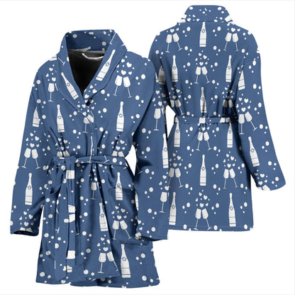 Champagne Pattern Print Design 05 Women Bathrobe
