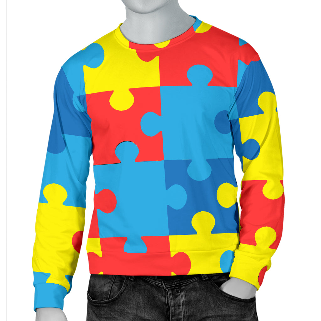 Autism Awareness Puzzles Design Print Men Long Sleeve Sweatshirt