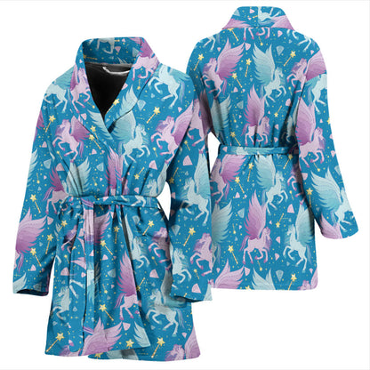 Pegasus Pattern Print Design 04 Women Bathrobe