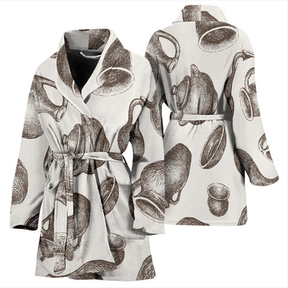 Pottery Pattern Print Design A01 Women Bathrobe