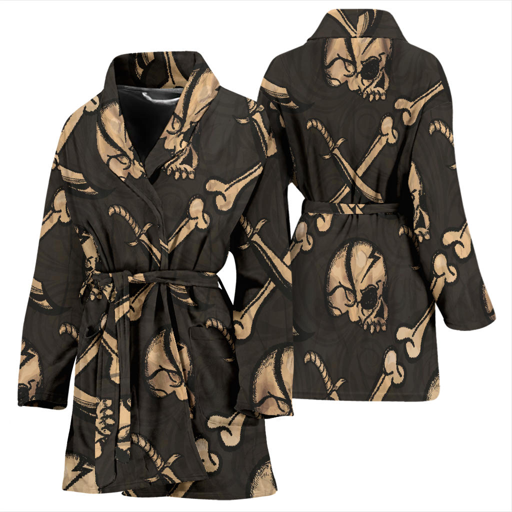 Pirate Pattern Print Design A03 Women Bathrobe