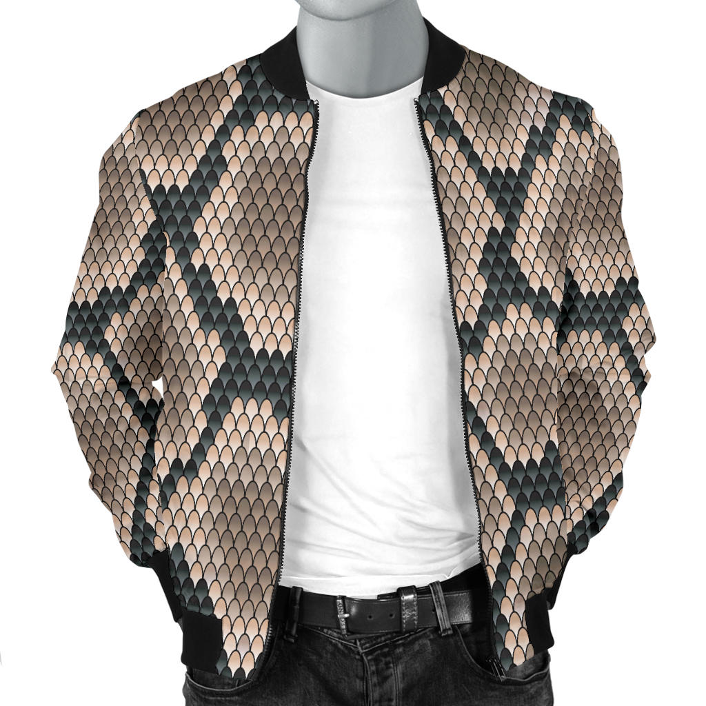 Snake Skin Design Print Men Bomber Jacket