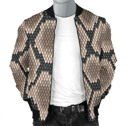 Snake Skin Design Print Men Bomber Jacket