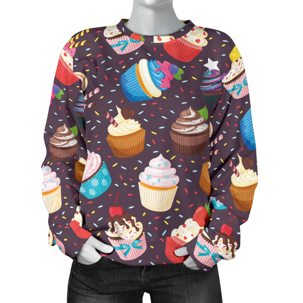 Cupcakes Party Print Pattern Women Long Sleeve Sweatshirt