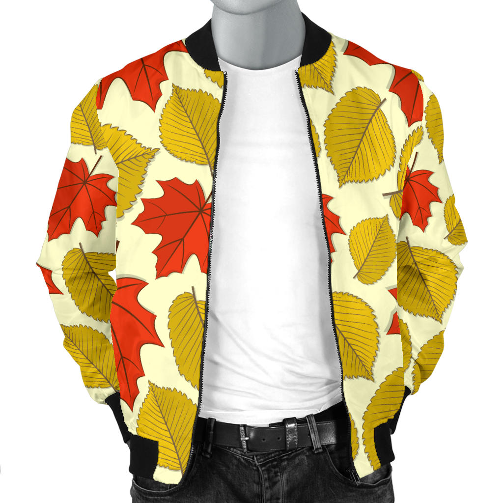 Elm Maple Leave Print Pattern Men Bomber Jacket