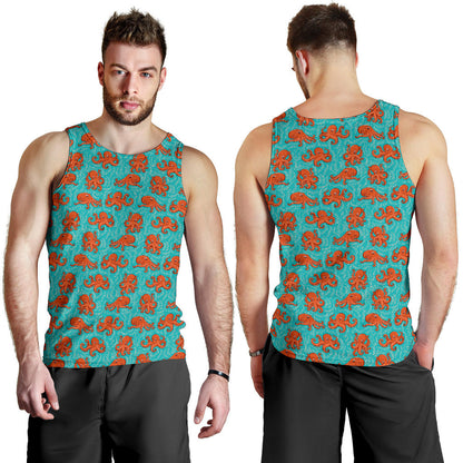 Octopus Cartoon Design Print Themed Men Tank Top