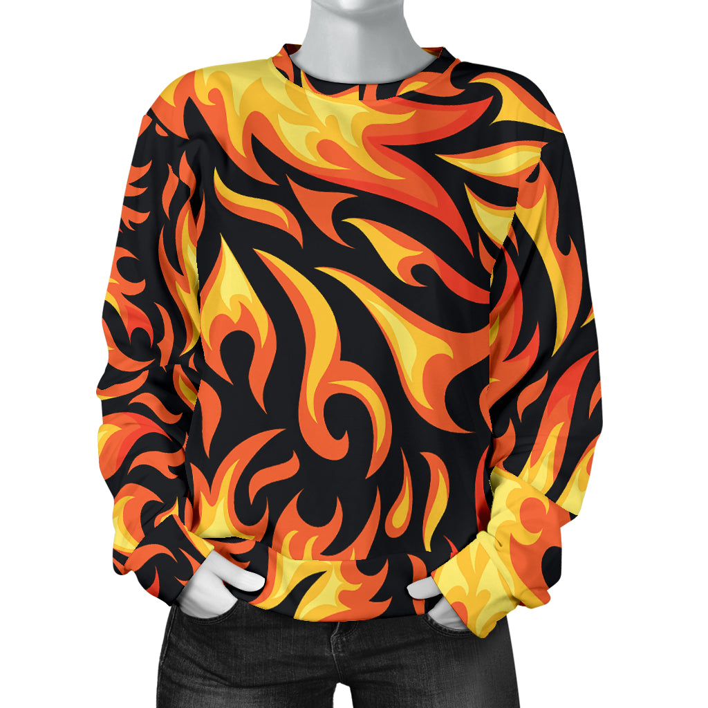 Flame Fire Design Pattern Women Long Sleeve Sweatshirt
