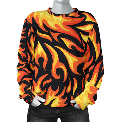 Flame Fire Design Pattern Women Long Sleeve Sweatshirt