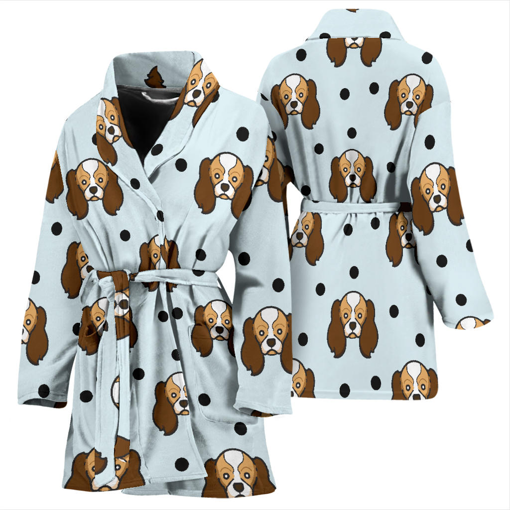 Cavalier King Charles Spaniels Pattern Print Design 02 Women Bathrobe