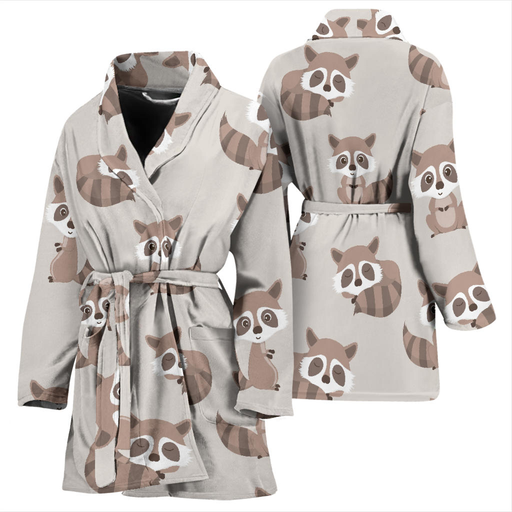 Raccoon Pattern Print Design A05 Women Bathrobe