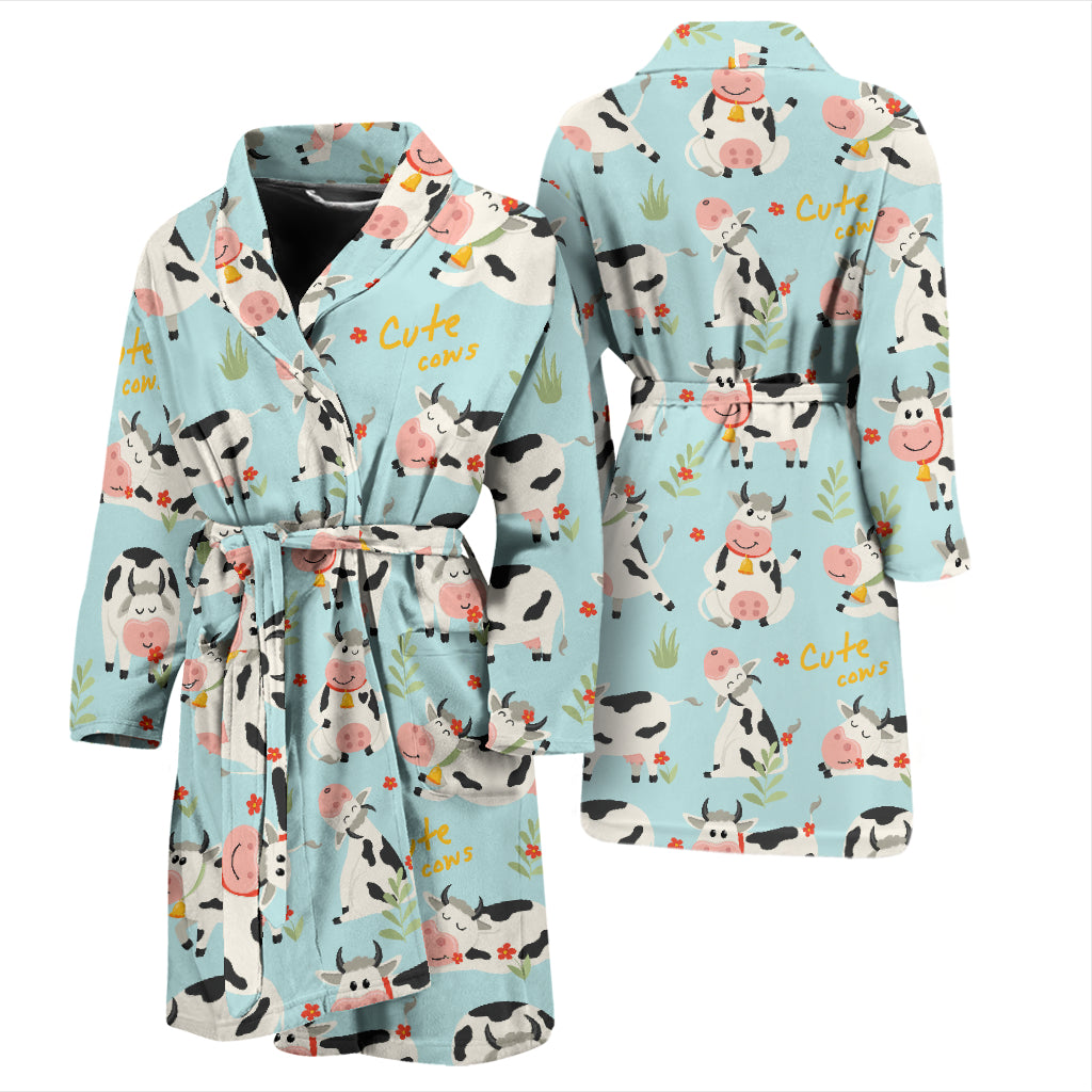 Cattle Print Design LKS403 Men Bathrobe