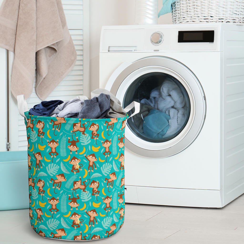 Monkey Happy Design Themed Print Laundry Basket