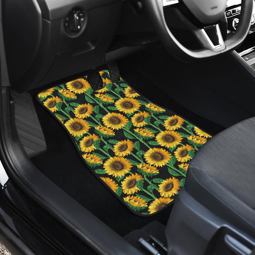 Sunflower Realistic Print Pattern Car Floor Mats Front Back