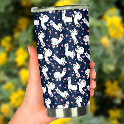 Alpaca Heart Star Design Themed Print Tumbler