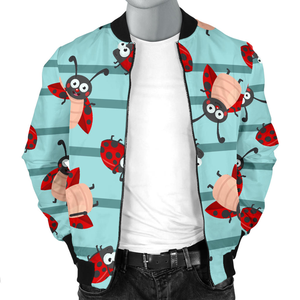 Ladybug Happy Print Pattern Men Bomber Jacket