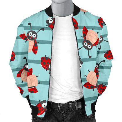 Ladybug Happy Print Pattern Men Bomber Jacket