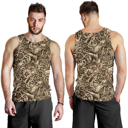 Nautical Tattoo Design Themed Print Men Tank Top