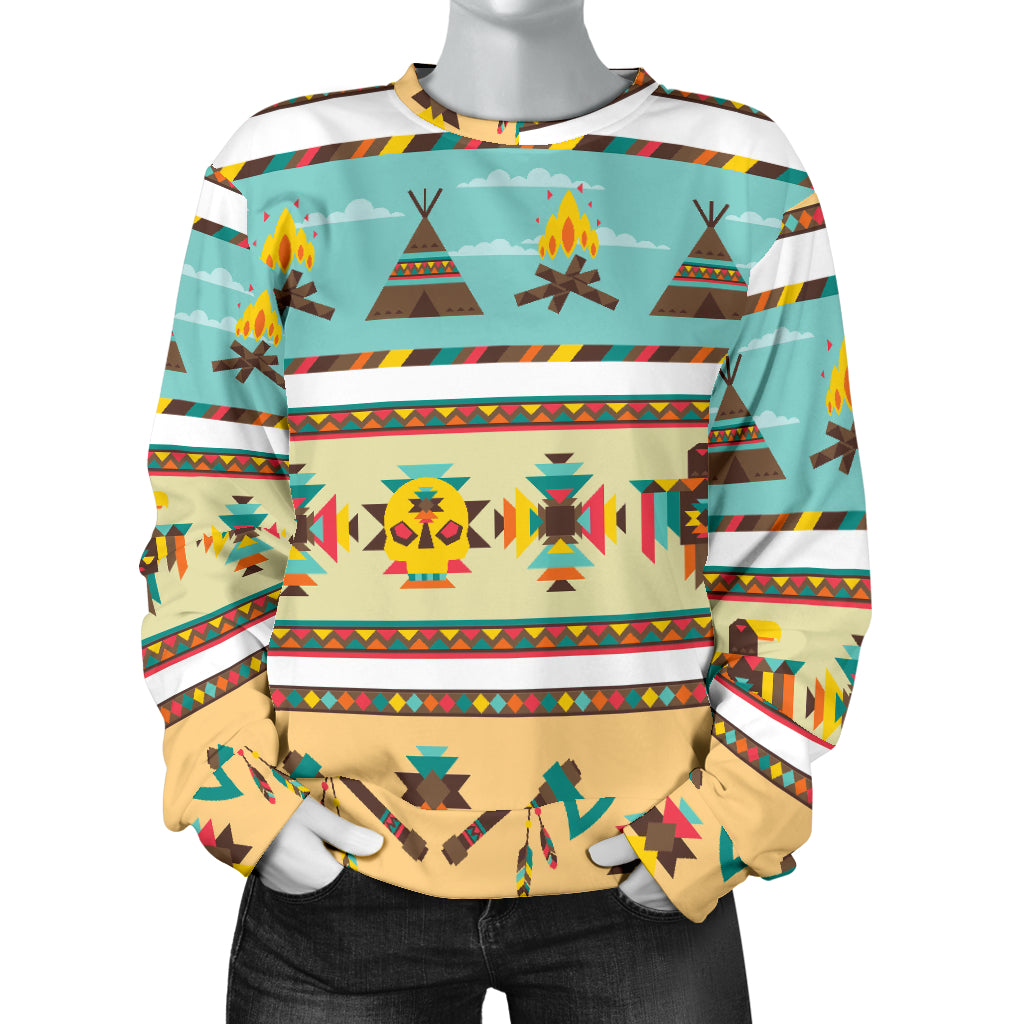 American indian Life Pattern Women Long Sleeve Sweatshirt