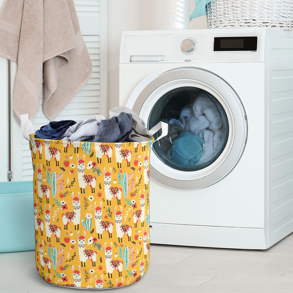 Llama Cute Themed Print Laundry Basket