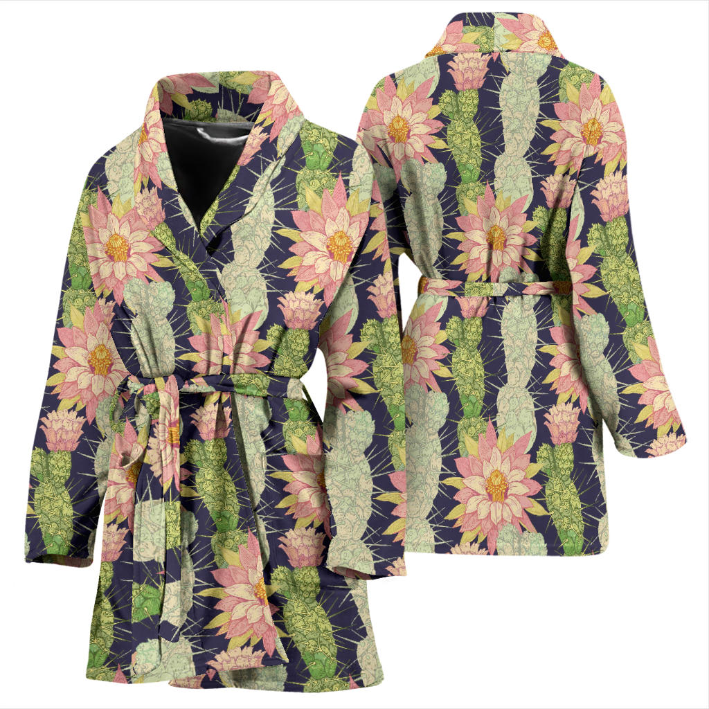 Cactus Pattern Print Design 01 Women Bathrobe