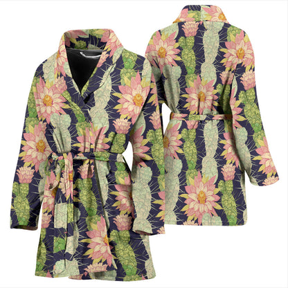 Cactus Pattern Print Design 01 Women Bathrobe
