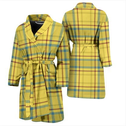 Tartan Yellow Print Design LKS301 Men Bathrobe