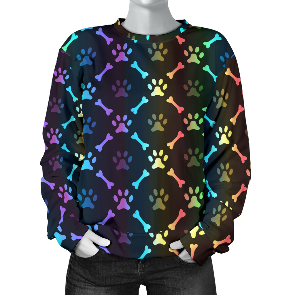 Paw Rainbow Print Women Long Sleeve Sweatshirt