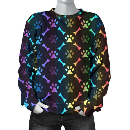 Paw Rainbow Print Women Long Sleeve Sweatshirt