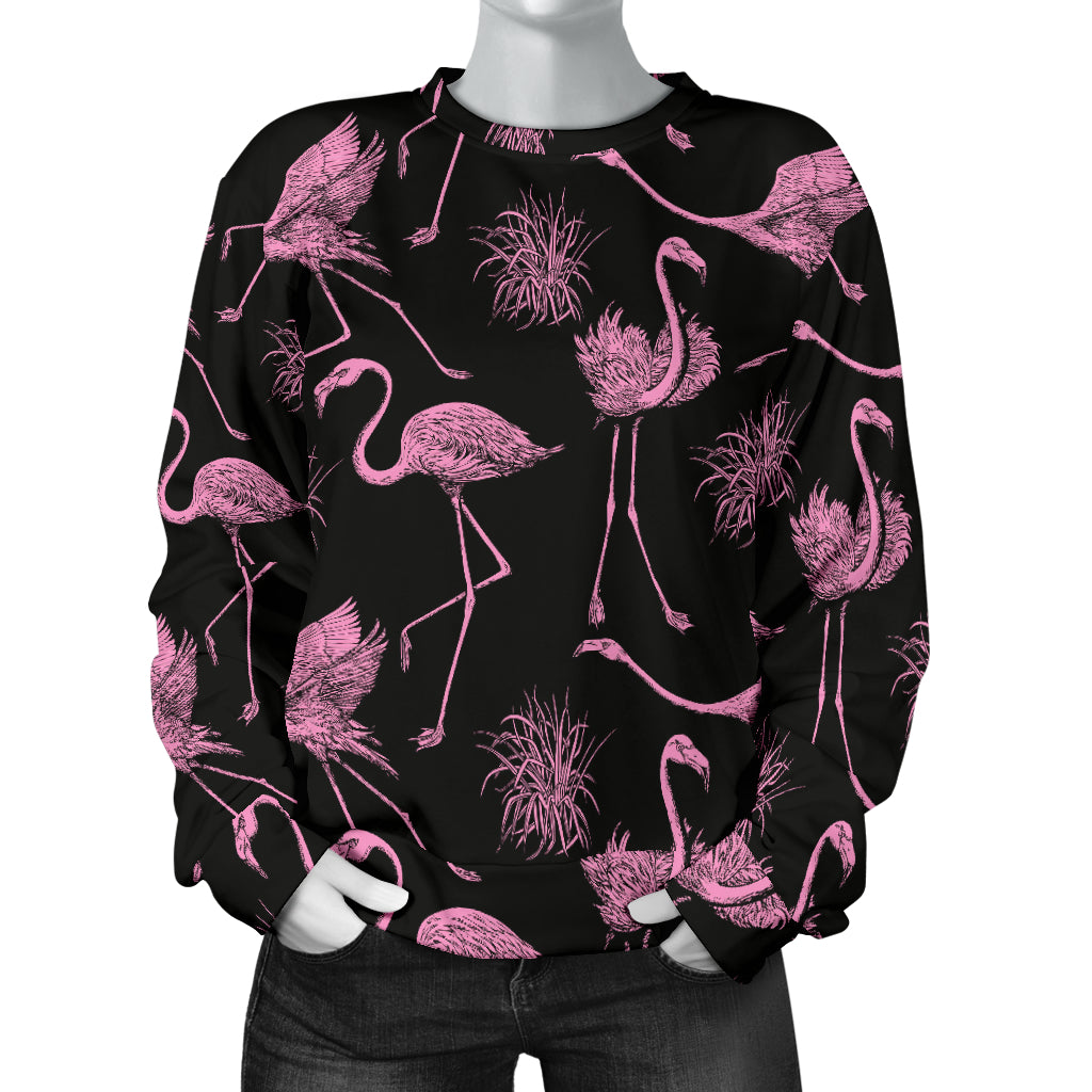 Flamingo Pink Print Pattern Women Long Sleeve Sweatshirt
