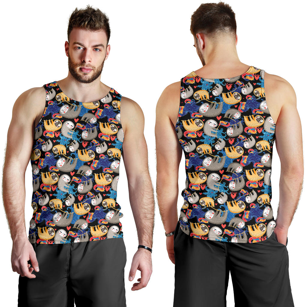 Sloth Cartoon Design Themed Print Men Tank Top