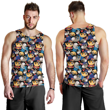 Sloth Cartoon Design Themed Print Men Tank Top