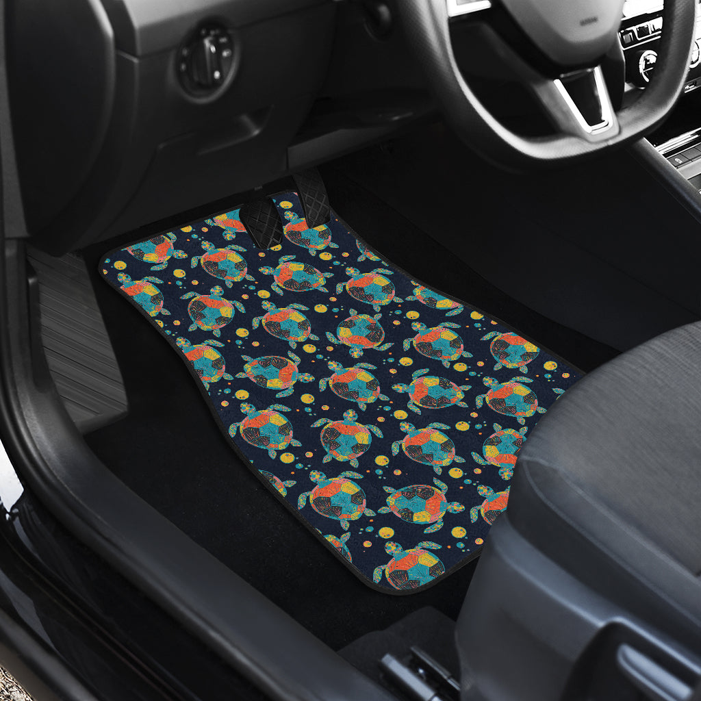 Sea Turtle Colorful with bubble Print Car Floor Mats Front Back