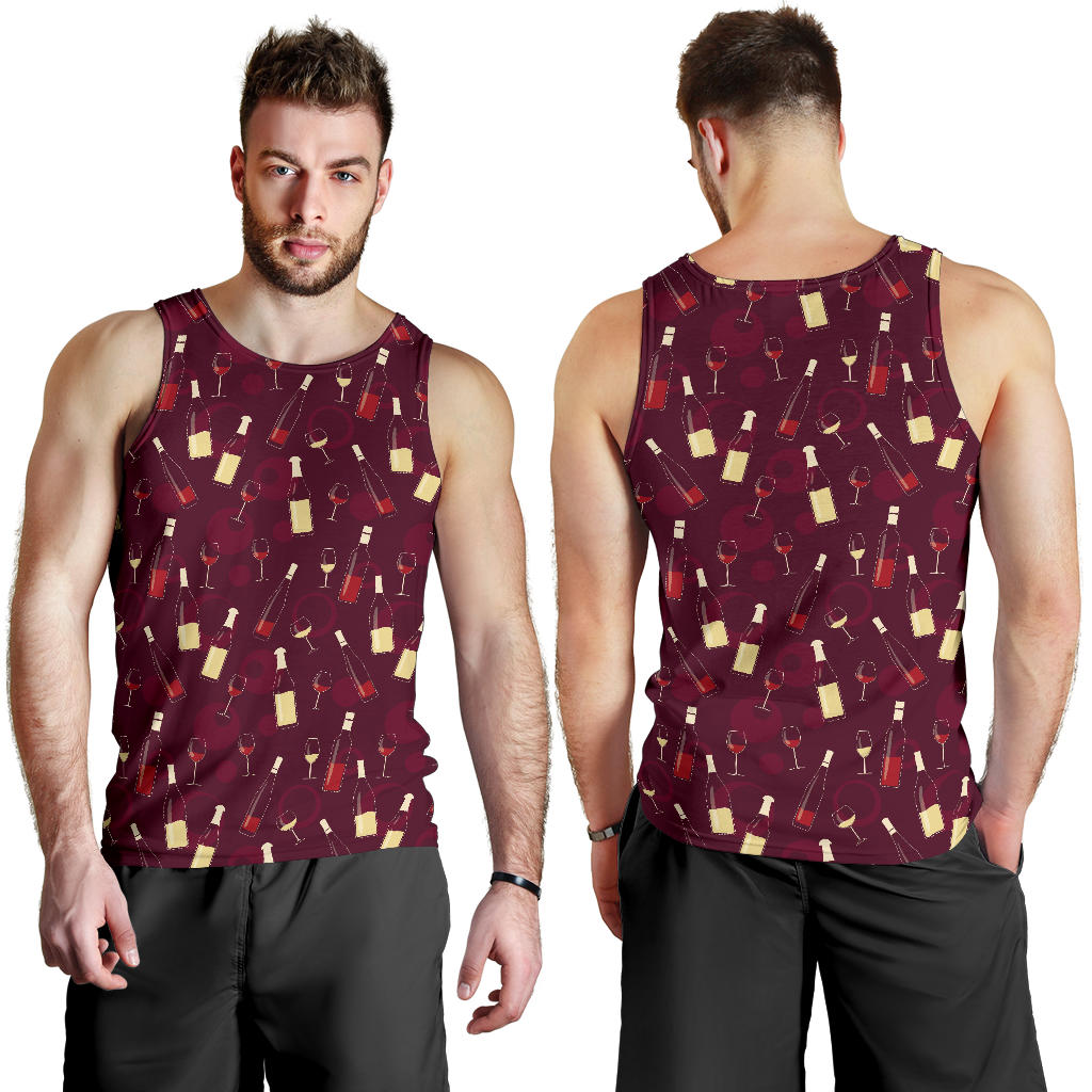 Wine Themed Pattern Print Men Tank Top