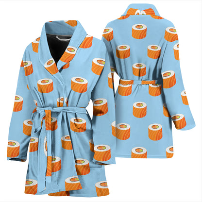 Salmon Sushi Print Design LKS307 Women Bathrobe