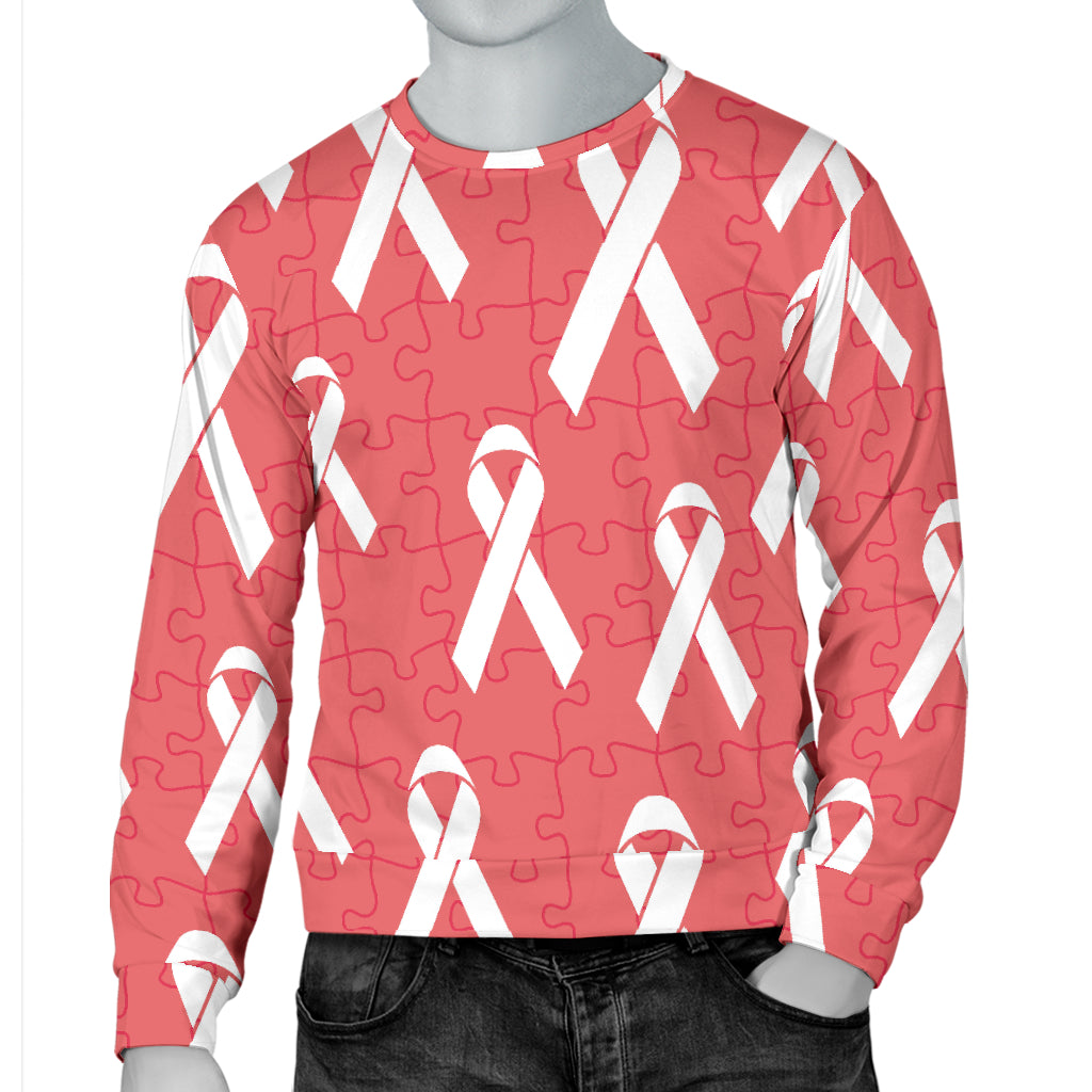 Autism Awareness Ribbon Design Print Men Long Sleeve Sweatshirt