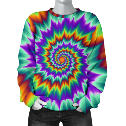 Optical illusion Pulsing fiery spirals Women Long Sleeve Sweatshirt