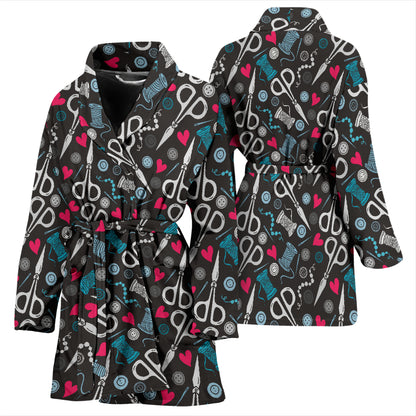 Sewing Equipment Print Design LKS305 Women Bathrobe