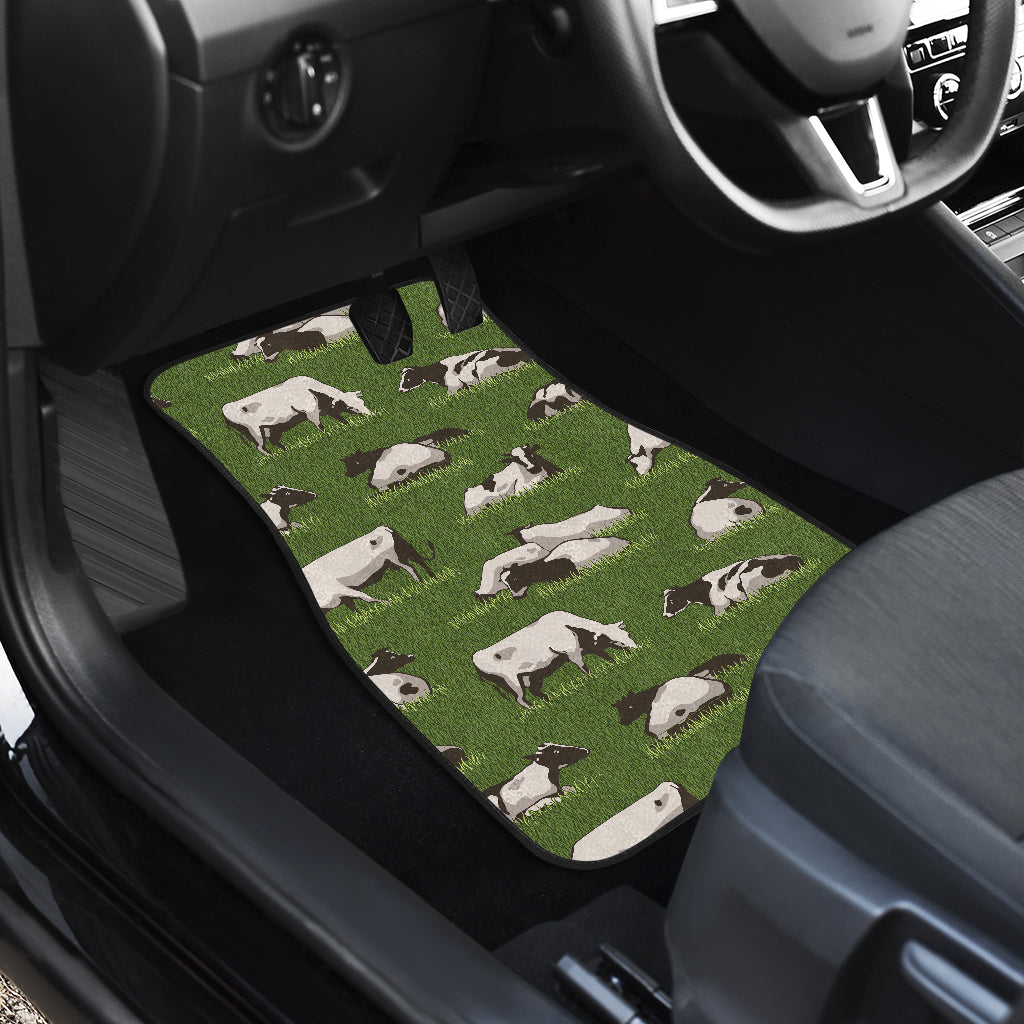 Cow on Grass Print Pattern Car Floor Mats Front Back