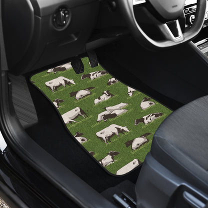Cow on Grass Print Pattern Car Floor Mats Front Back