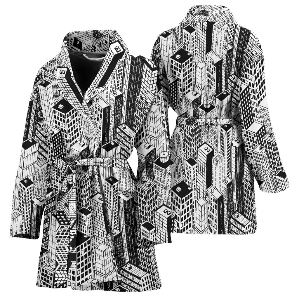 City Pattern Print Design 02 Women Bathrobe