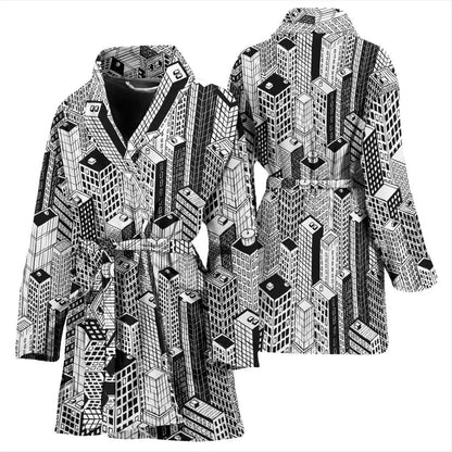 City Pattern Print Design 02 Women Bathrobe