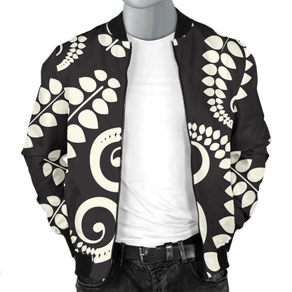 Fern Leave Print Pattern Men Bomber Jacket