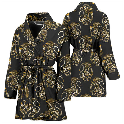 Skeleton Dragon Print Design LKS306 Women Bathrobe