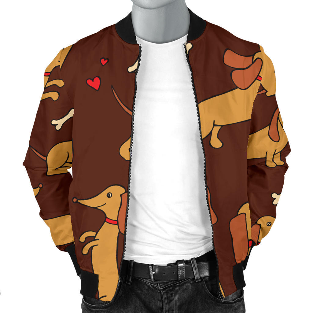 Dachshund Happy Print Pattern Men Bomber Jacket