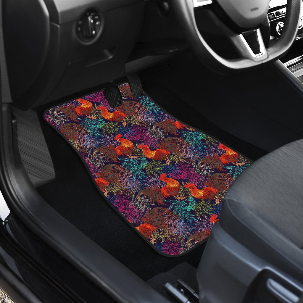 Rooster Print Style Car Floor Mats Front Back
